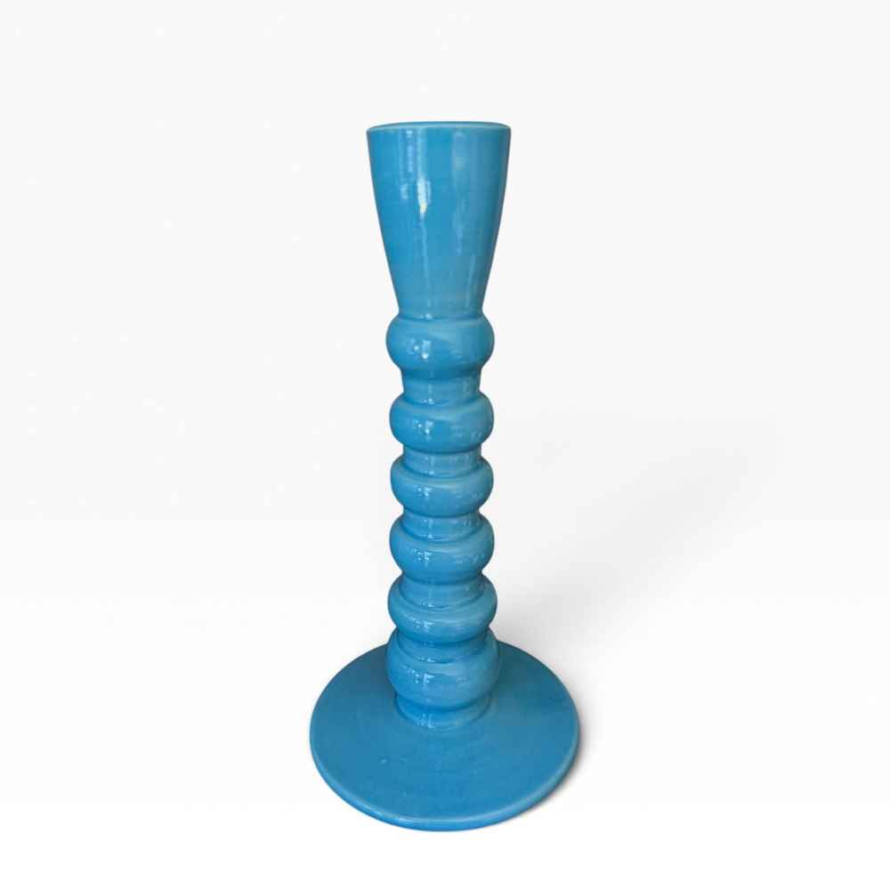 Blue ceramic candlestick - H17.5cm