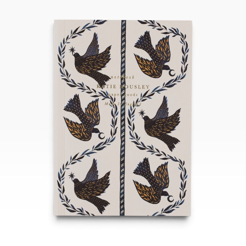 Katie Housley Dove Botanical A5 lined journal with illustrated doves