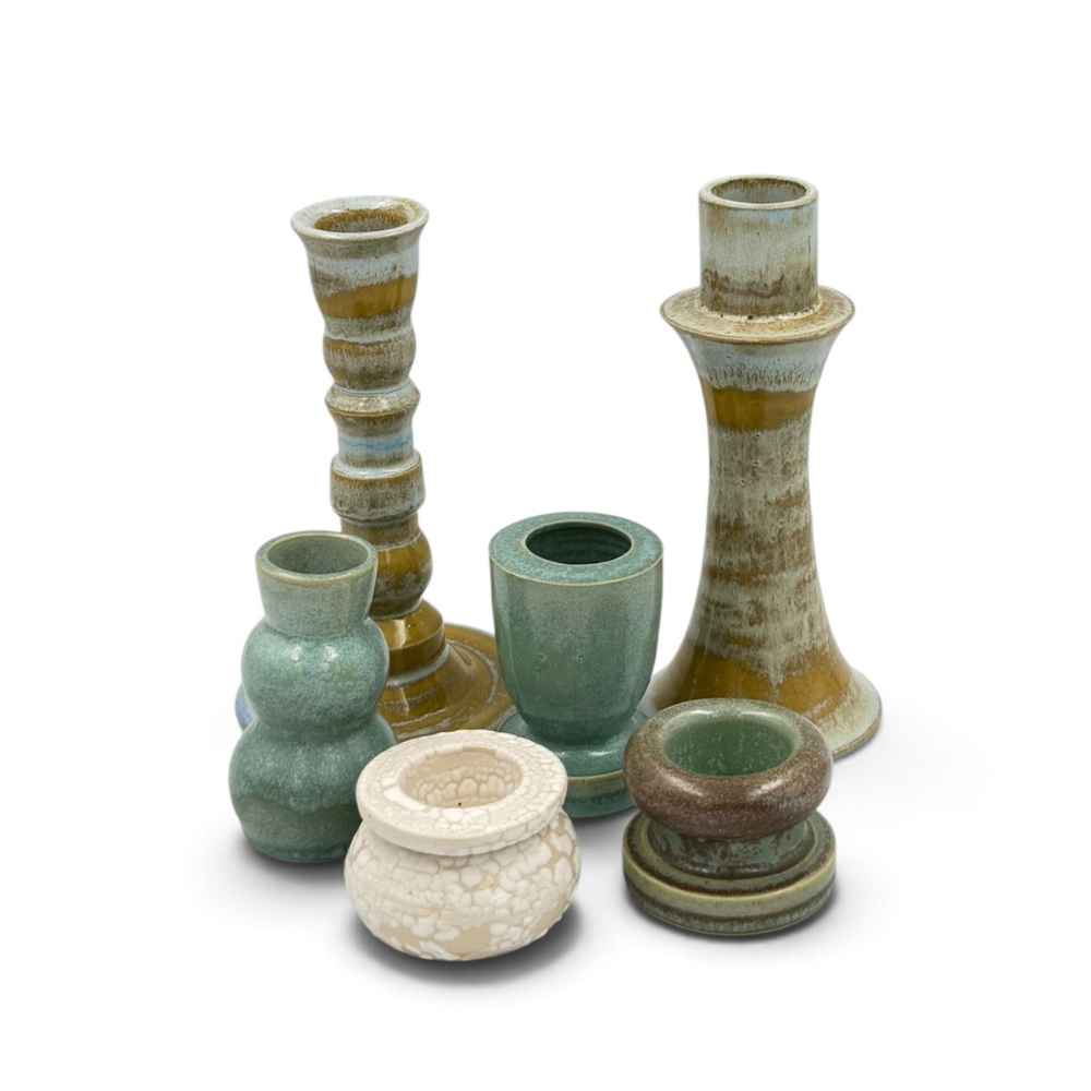Cream crackled ceramic candle holder