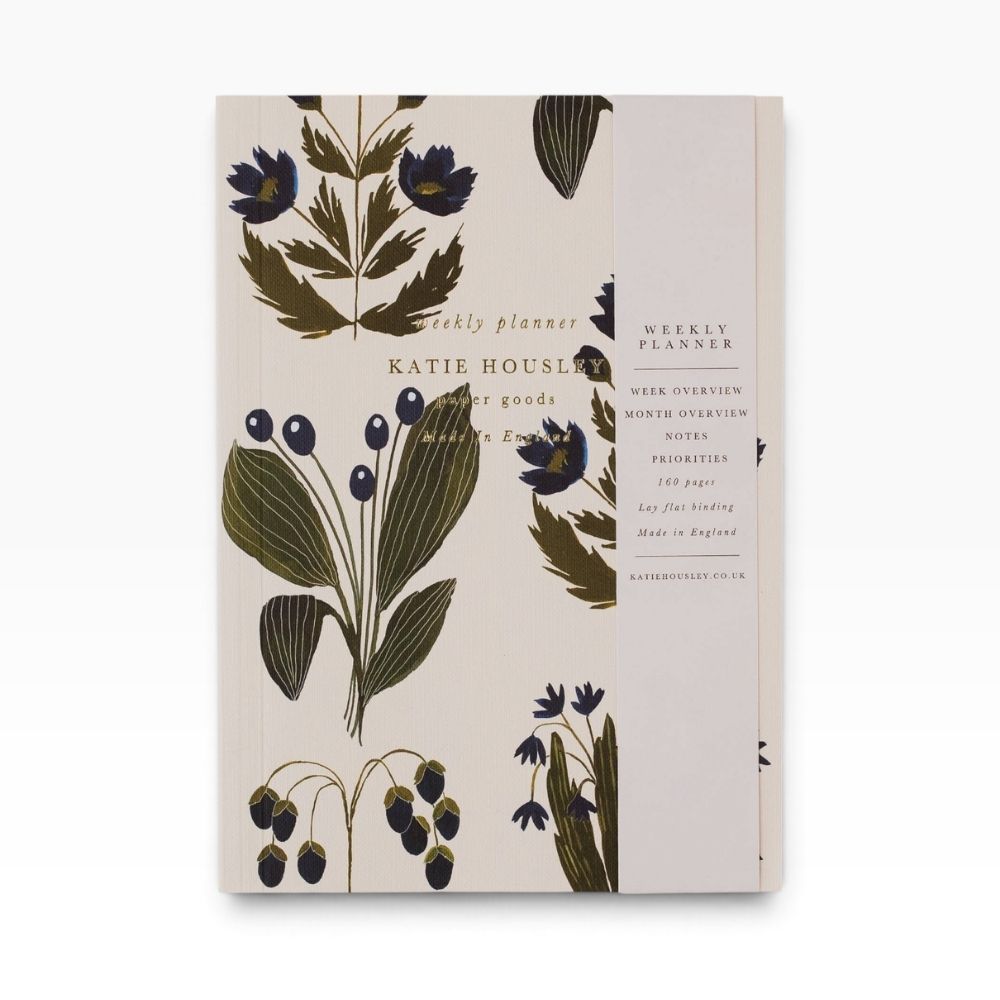 Katie Housley Blue Botanical A5 weekly planner